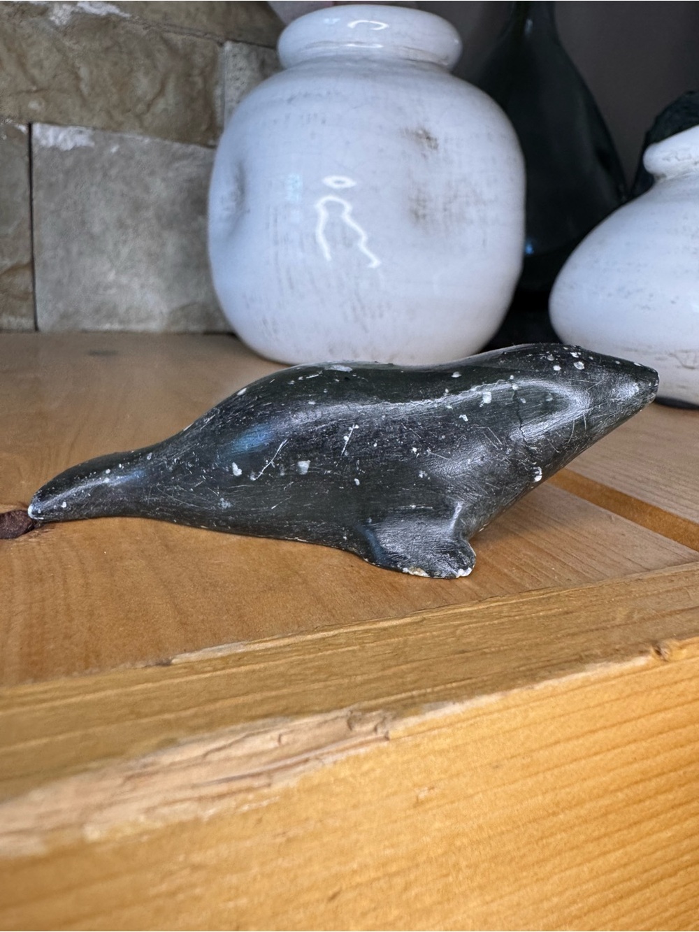 Inuit Hand Carved Soapstone Sea Lion Seal Figurine